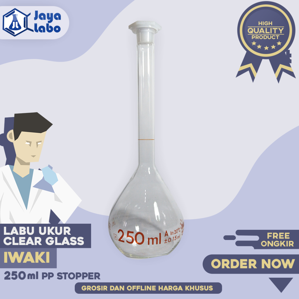 IWAKK LABU UKUR Vol. 250 ml PP Stopper / VOLUMETRIC FLASK IWAKI
