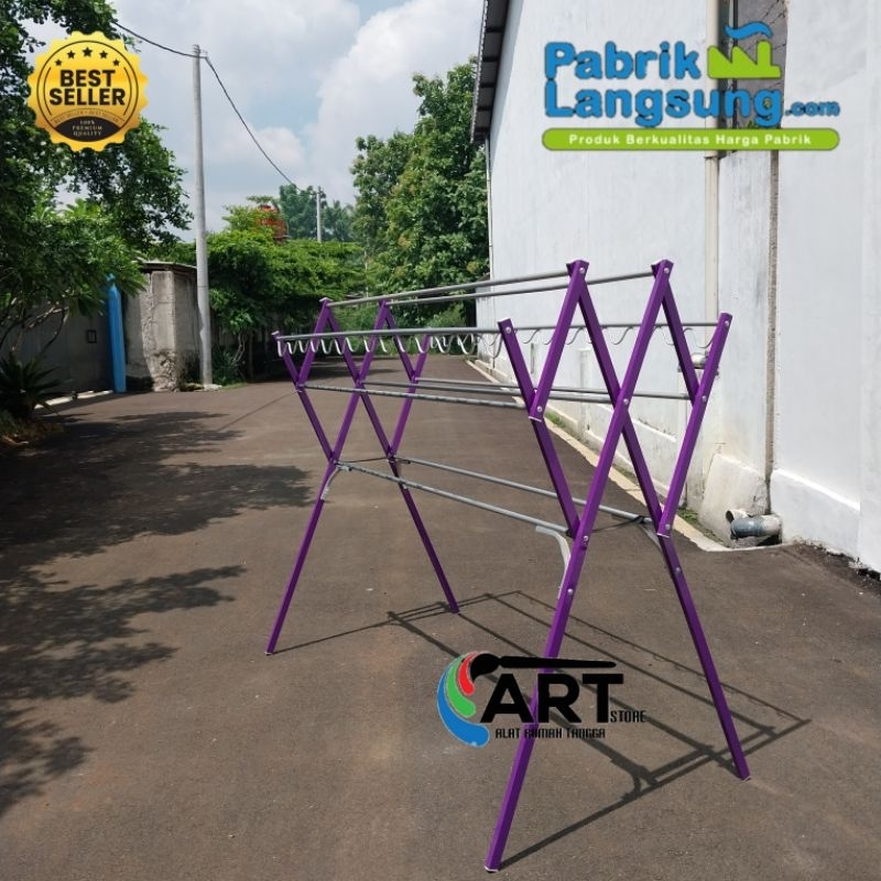 Jemuran pakaian ungu / baju / aluminium 180cm