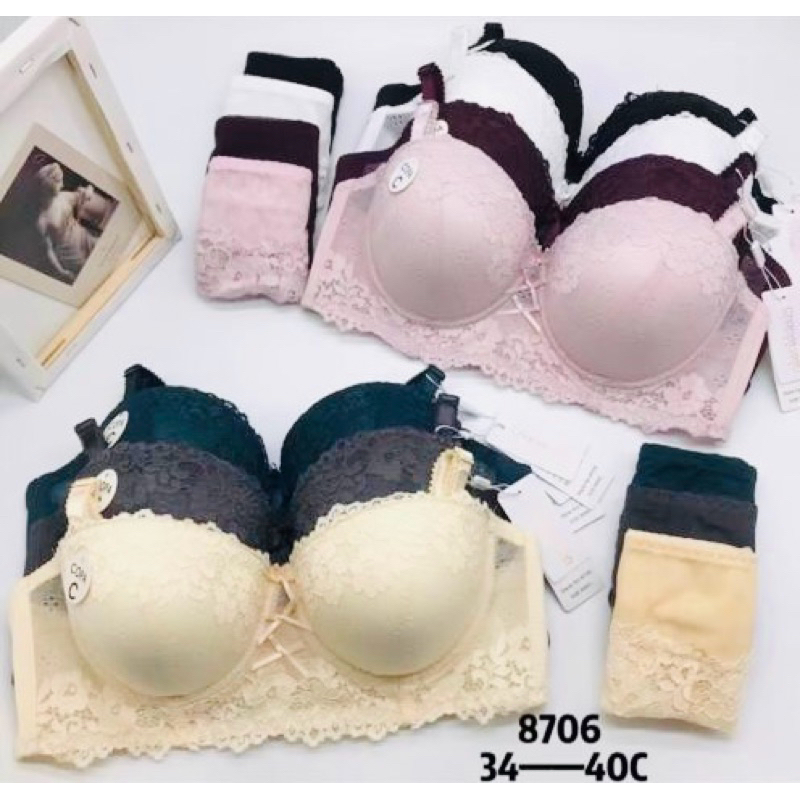 Bh Set | Bra set + Cd Cup C CHANVIE LEEN 8706 Pakai Kawat dan Sedang