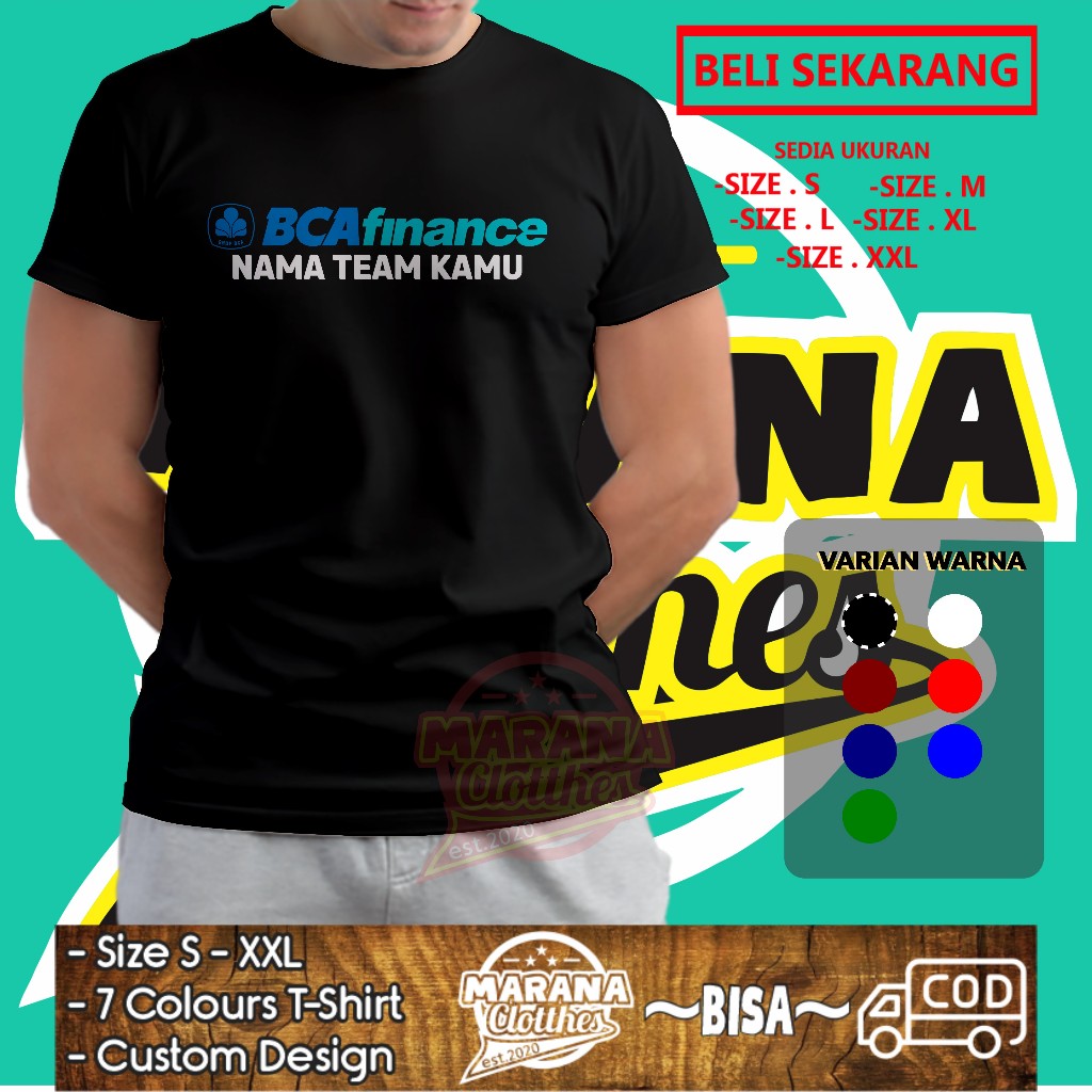 Kaos BCA Finance Logo Gratis Nama Team Kamu Baju Perusahaan