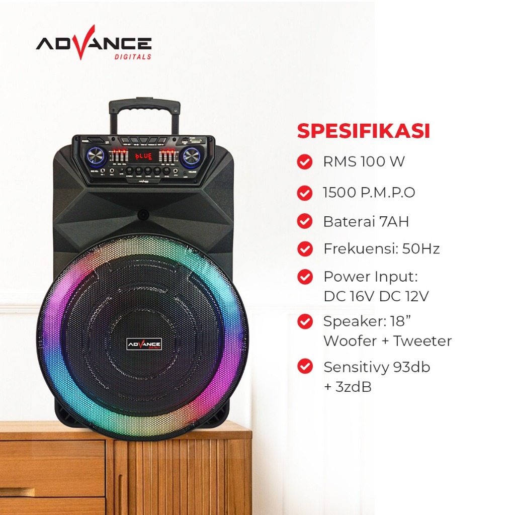 Speaker Advance K1812 B/C/D/E Full Bass Speaker meeting Speaker 18 inch 2 mic Garansi 1 Tahun