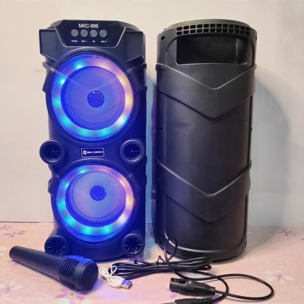 PROMO TERBARU Speaker Bluetooth QS-999 Bonus Mic Karaoke Dual Speaker 6,5inchi X2 Salon Aktif