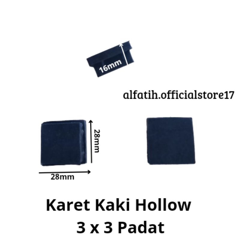 Karet Kaki Hollow 3x3 Padat Alas Kaki Kursi/Meja/Rak/Besi Hollo