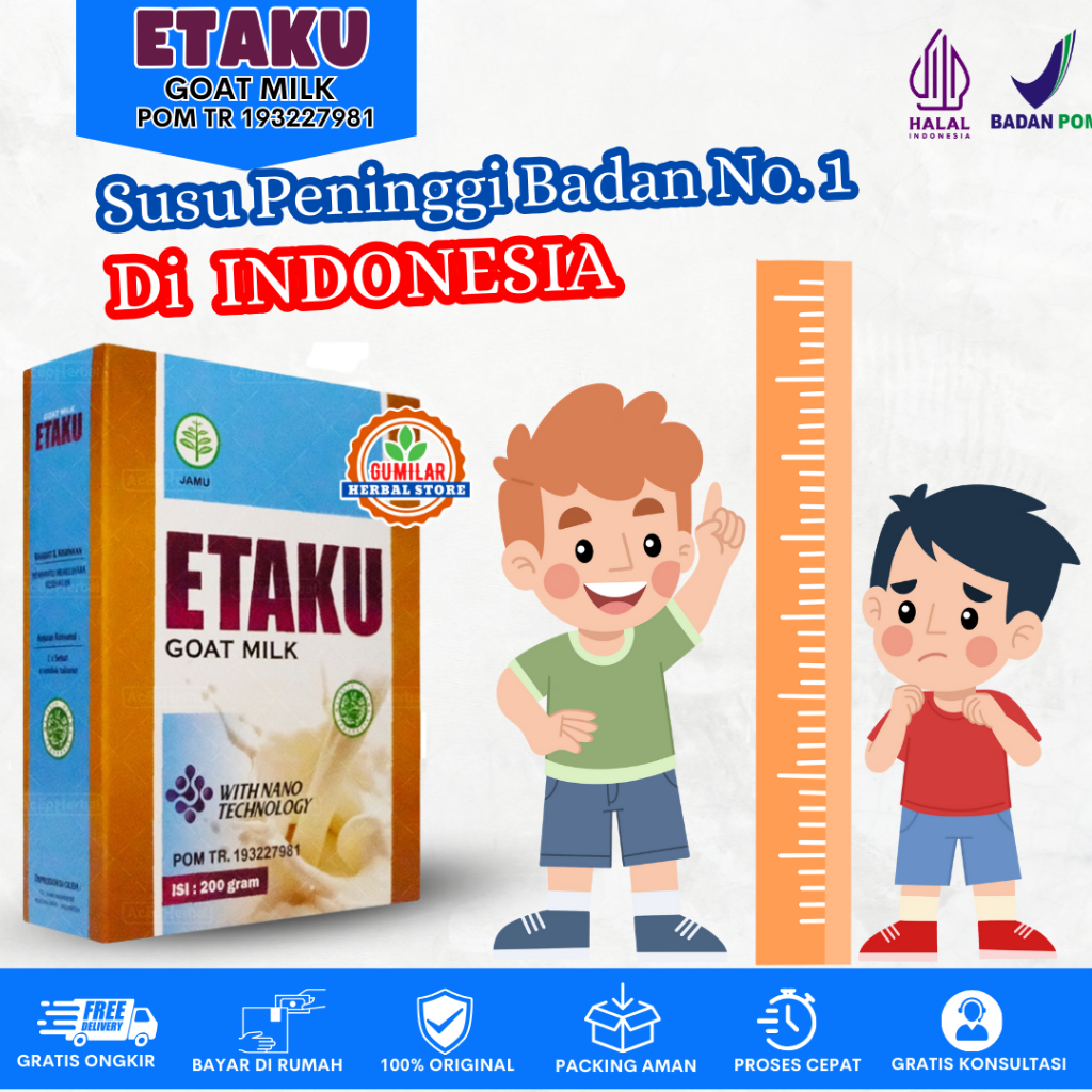 

[BISA COD] Susu Peninggi Badan Untuk Anak Dan Dewasa Obat Peninggi Badan Etaku Susu Kambing Etawa Murni Goat Milk 100 % Original isi 200gram