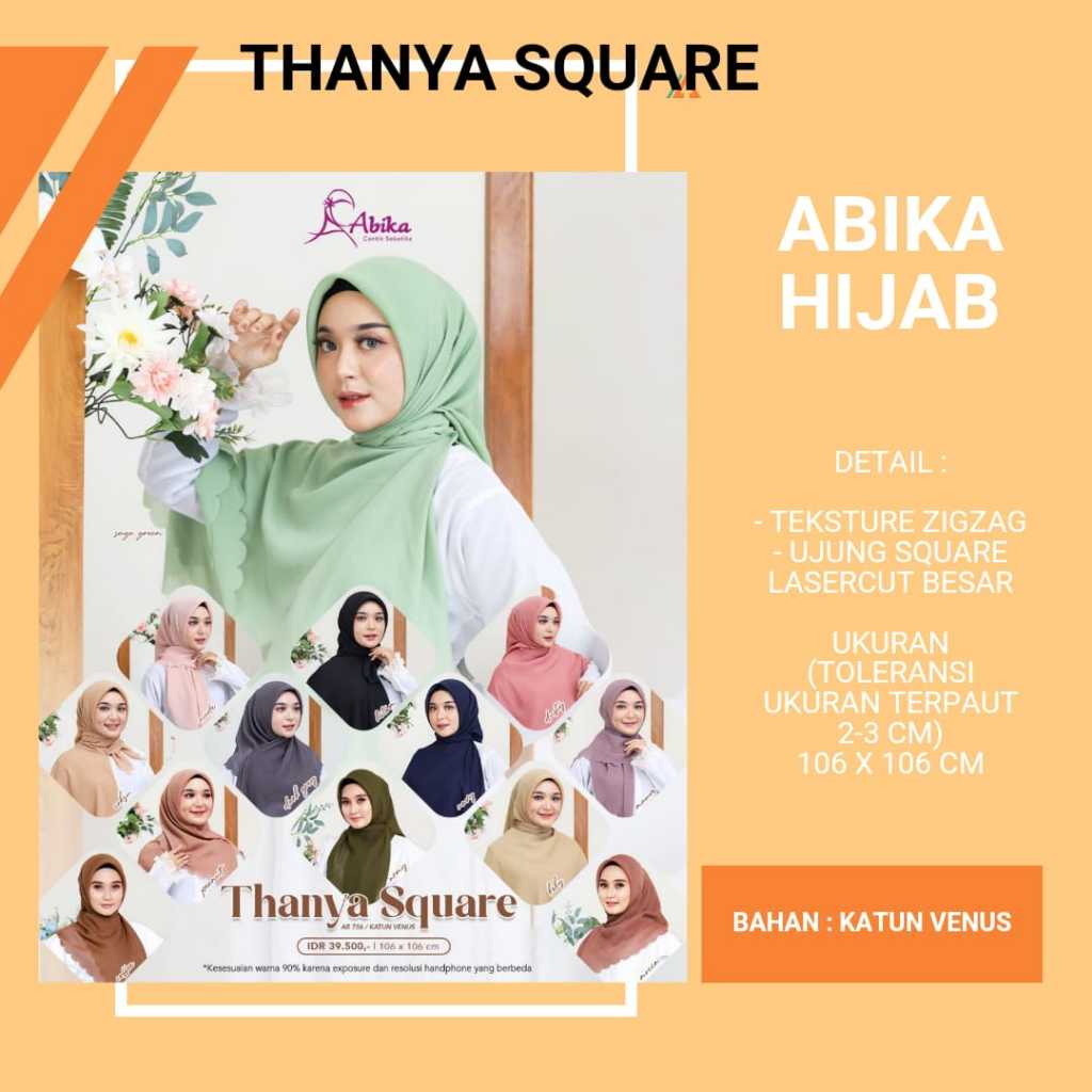 THANYA SQUARE BY ABIKA HIJAB - JILBAB SEGI EMPAT LASERCUT BESAR