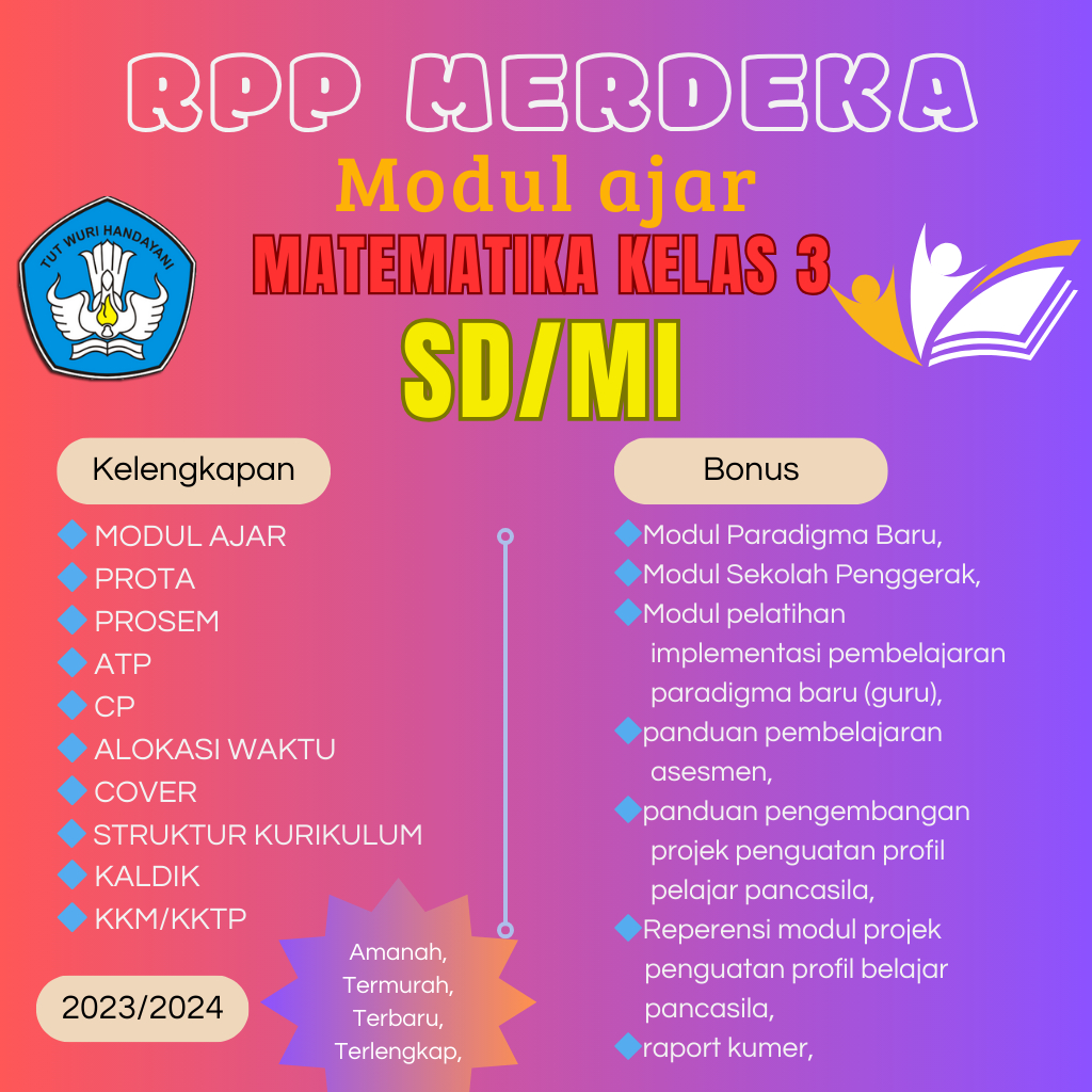 

MODUL AJAR MATEMATIKA KELAS 3 SD/MI KURIKULUM MERDEKA LENGKAP