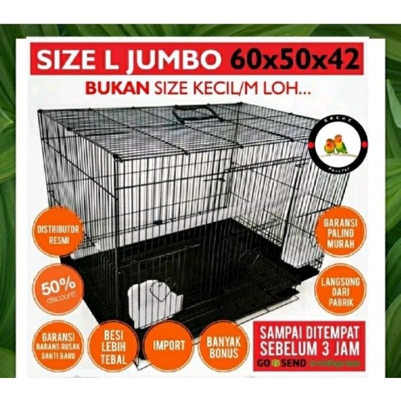 SANGKAR KANDANG BESI UMBARAN TEBAL LIPAT KOTAK UNTUK TERNAK BURUNG LOVEBIRD KUCING KELINCI ANJING