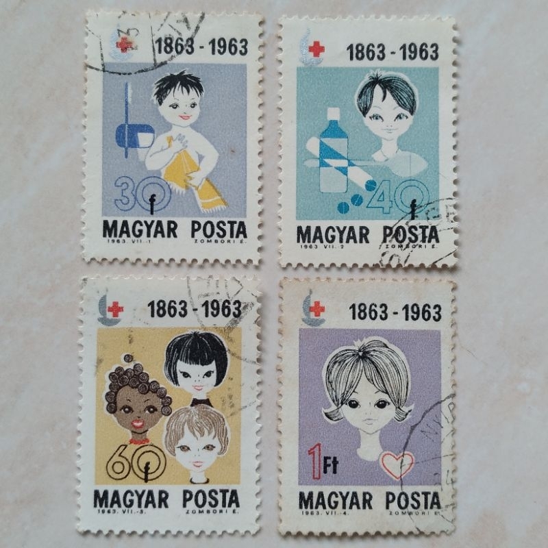 

Perangko Prangko Hungaria Magyar Posta Seri Red Cross 4 Pcs 1963 - YN976