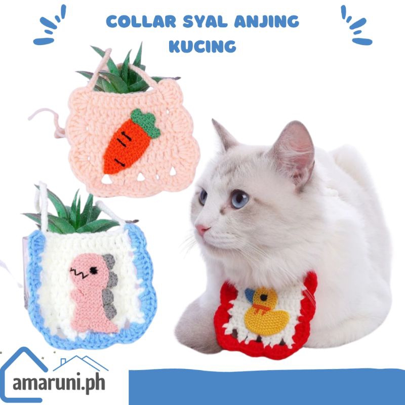collar anti liur anjing kucing collar rajut pet collar