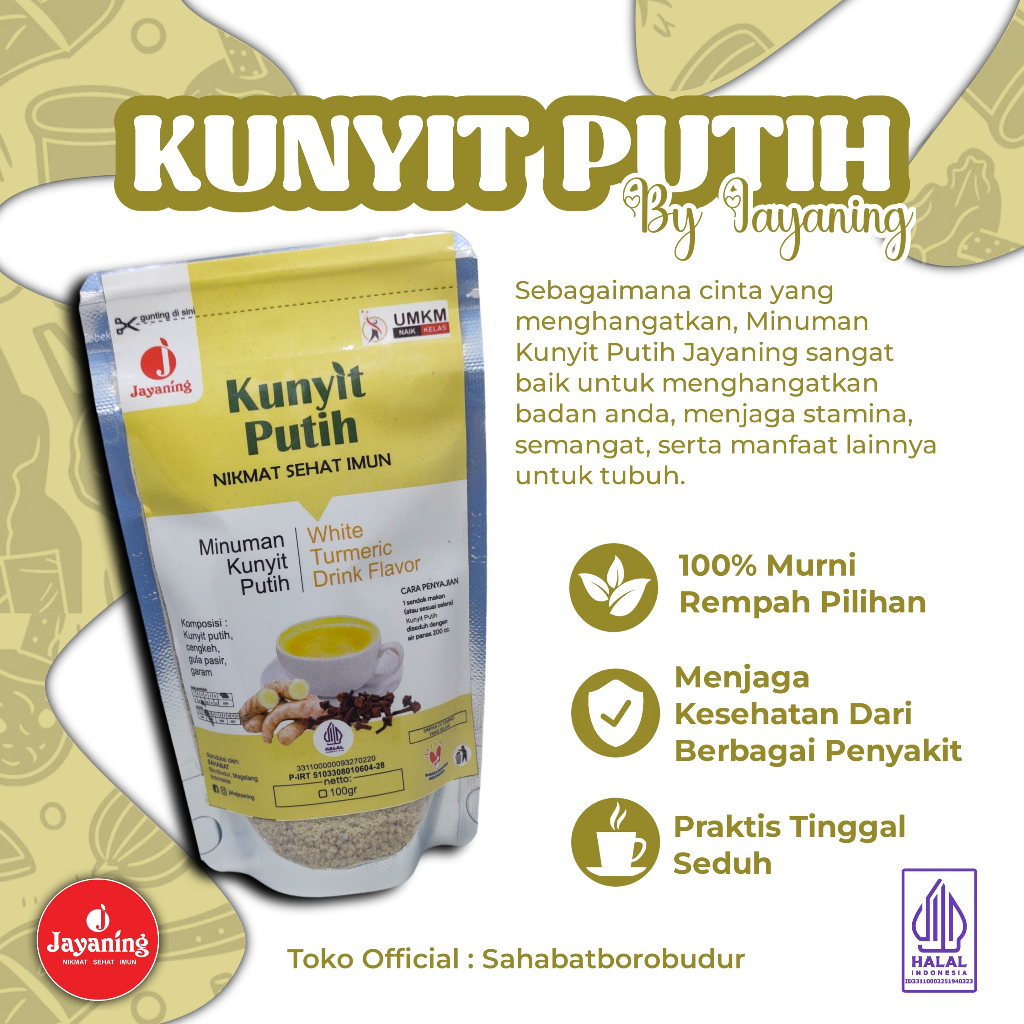 

Minuman Kunyit Putih Bubuk Instan Asli Murni Jayaning 100gr