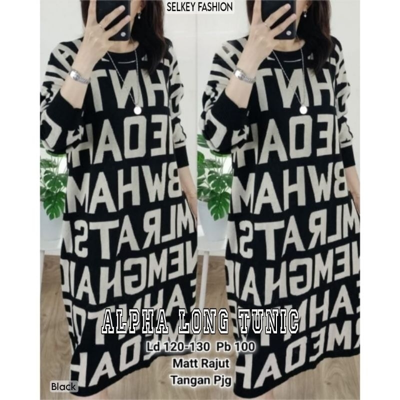 ATASAN LONG TUNIK WANITA JUMBO/ALPHA/BLOUSE LONG TUNIK RAJUT JUMBO LD 130 CM FIT XXXL