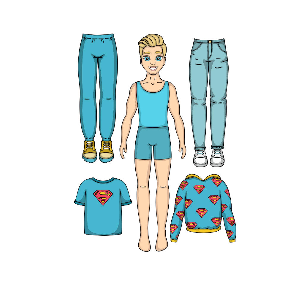 Paper Doll Satuan - Paper Doll Laki laki Mainan Boneka Kertas