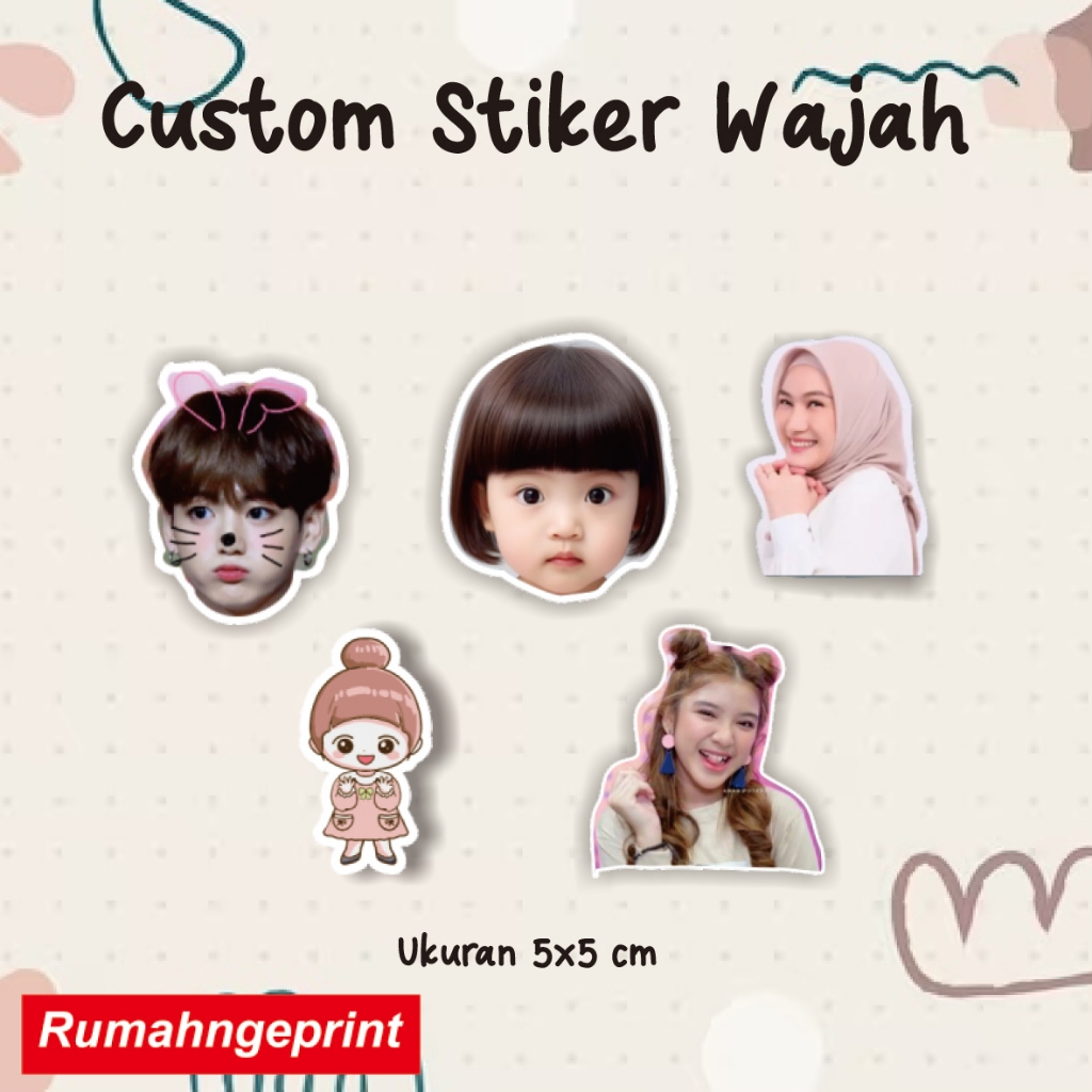 

CUSTOM STIKER FOTO WAJAH dan TULISAN 5x5 cm