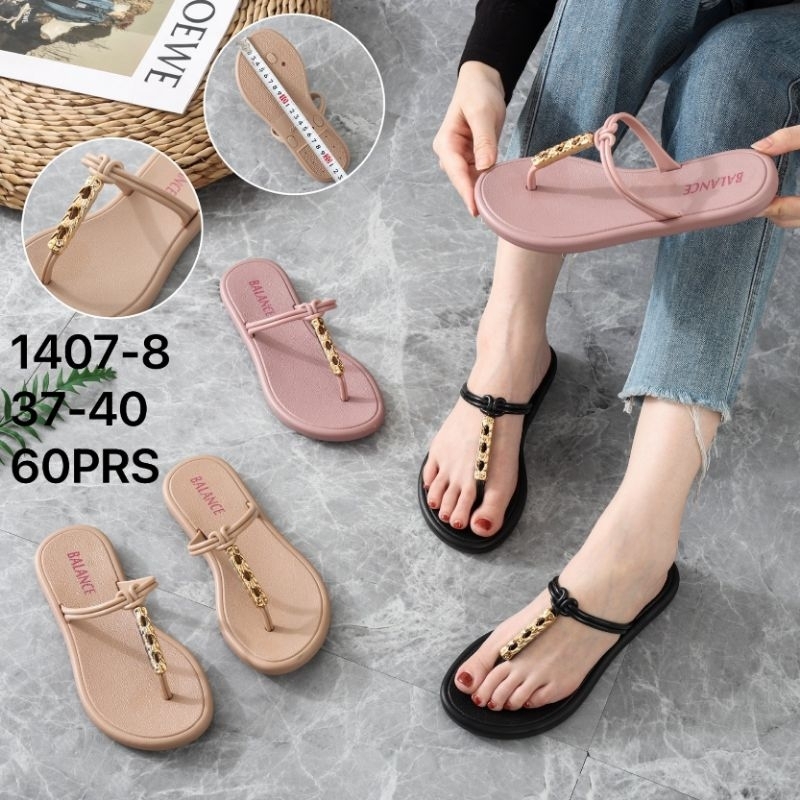 1407-8 Original Sandal Balance Jepit Motif Tali Chrome Wanita Bahan Rubber PCU Terbaru Karet Jelly I