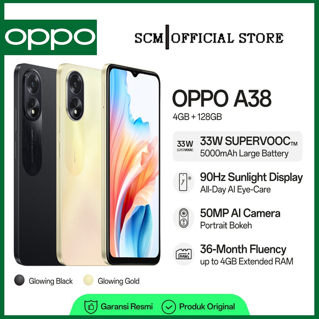 OPPO A38 4/128GB Garansi Resmi Nasional