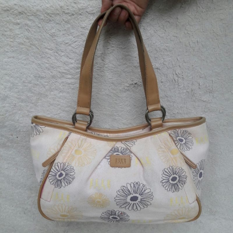 Tas Elle Shoulder Bag Wanita Kanvas Mix Kulit Asli