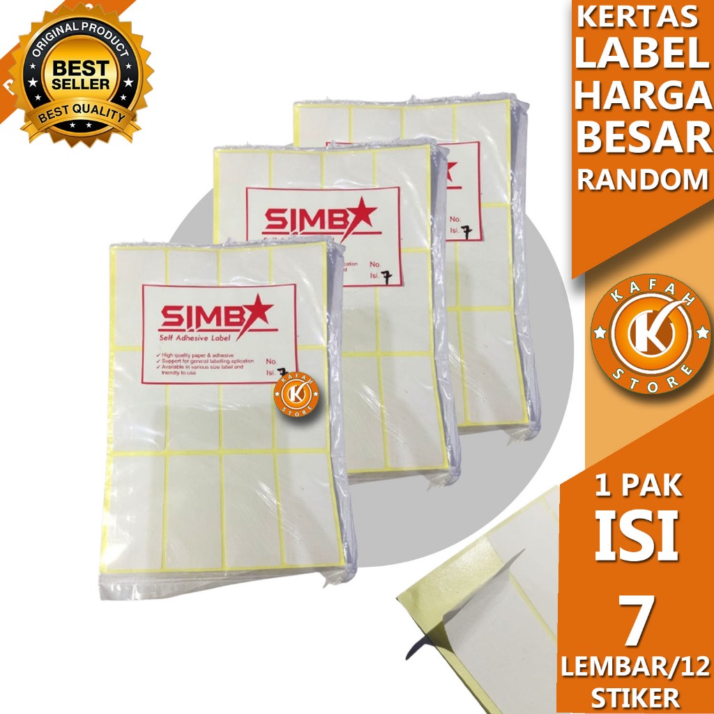 

KERTAS LABEL STICKER HARGA BESAR 1 PAK ISI 7 LEMBAR kafah store