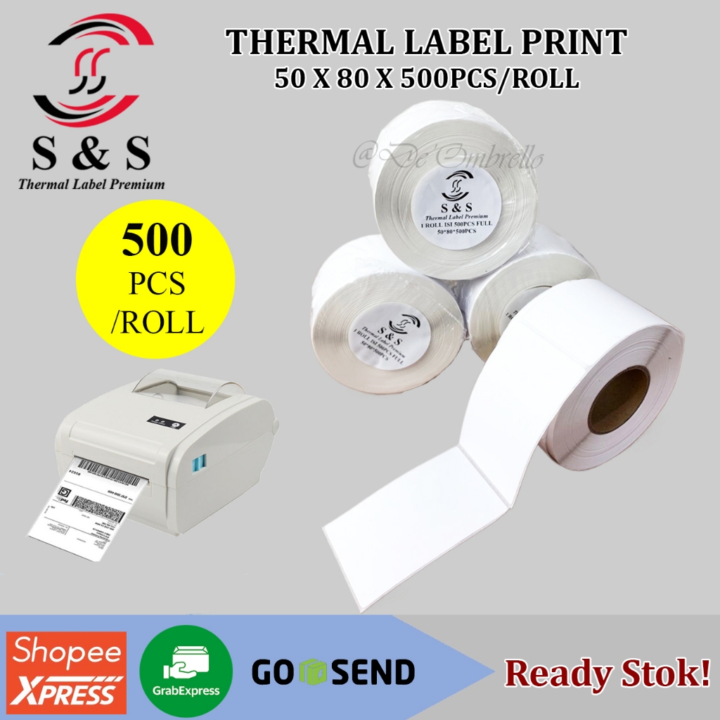 

[500pcs] Thermal Label Stiker 50 x 80 x 500 pcs/roll Premium Quality/Kertas Label/Kertas Sticker