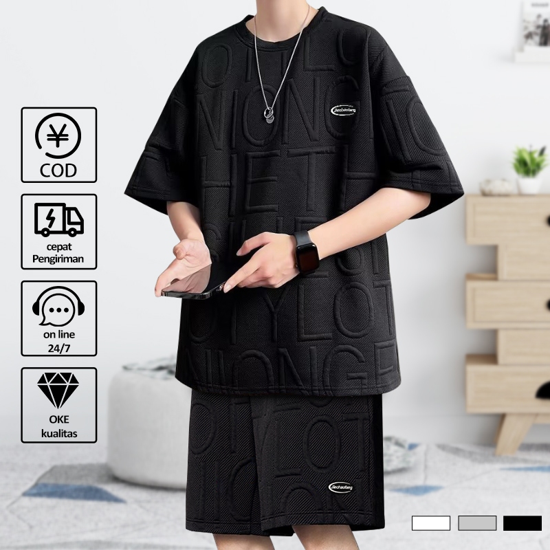 baju kaos pria distro original baju setelan outfit pria 1 set lengkap keren baju oversize pria celan