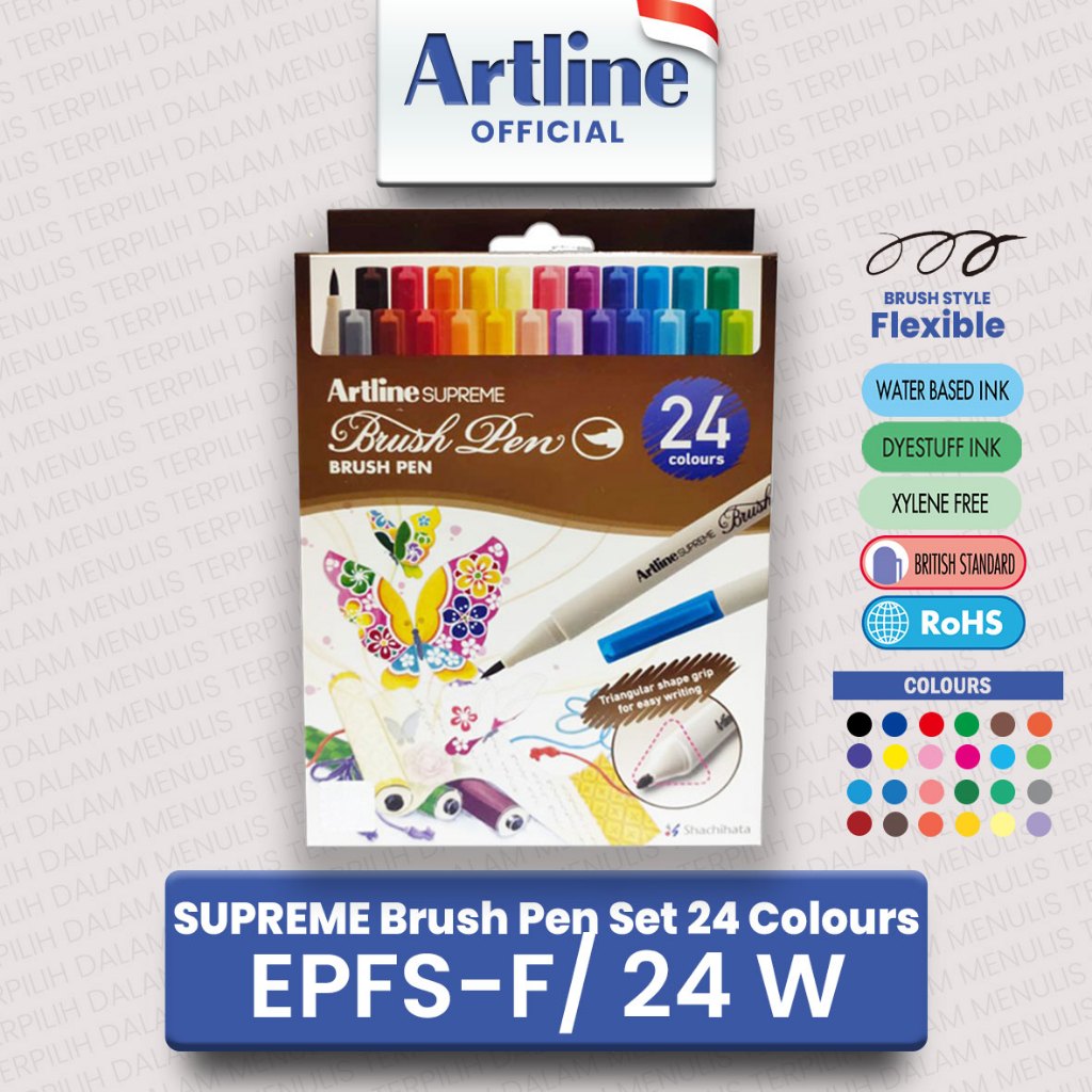 

ARTLINE Spidol Supreme Brush Pen Marker Kuas Sketsa Lettering Calligraphy Set 24 Warna EPFS-F/24W