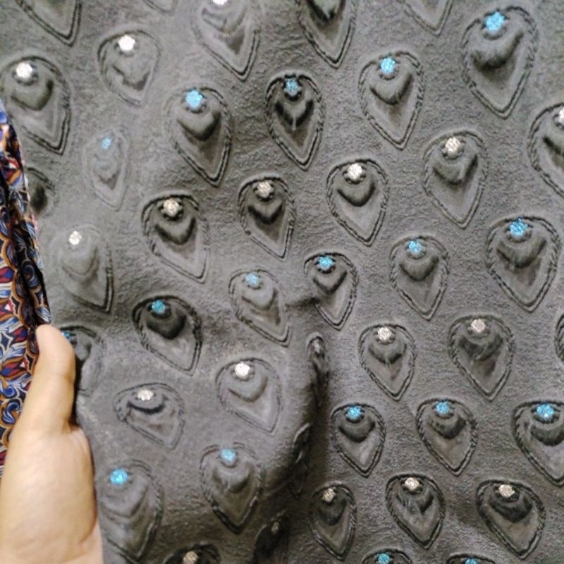 kain organza motif shp dasar hitam  - kain pesta antik - bahan organza premium