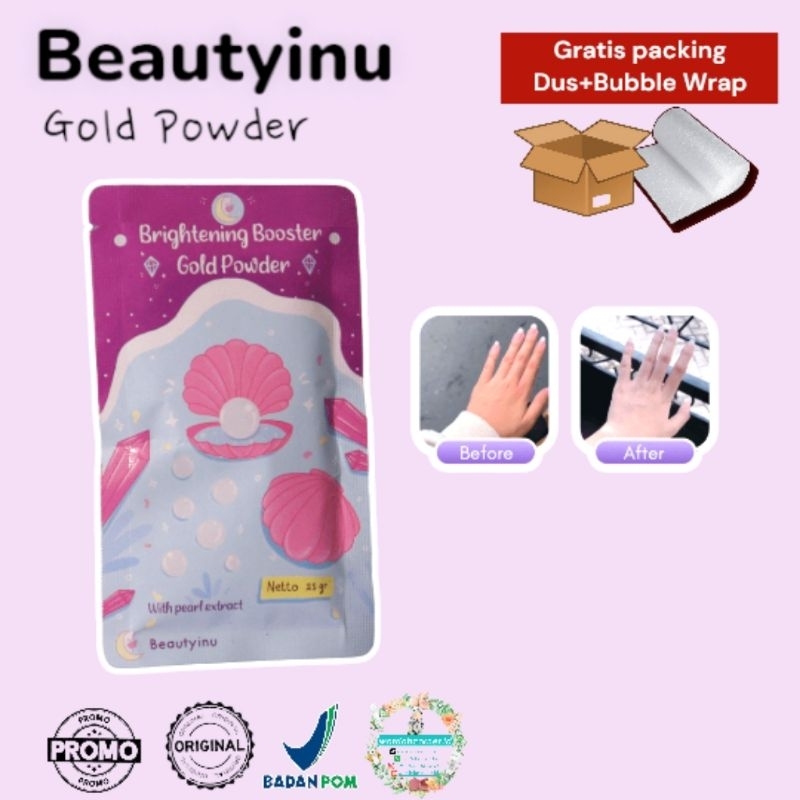Beautyinu Brightening Booster Gold Powder Serbuk Pemutih Badan BPOM
