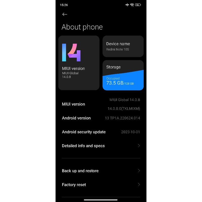 Redmi Note 10s Batangan/unit Only