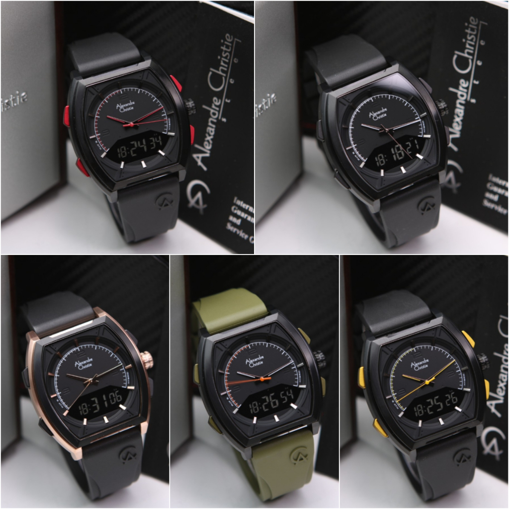 ORIGINAL Jam Tangan Pria Alexandre Christie AC 9390 / AC9390 / 9391 Garansi 1 Tahun - Rubber