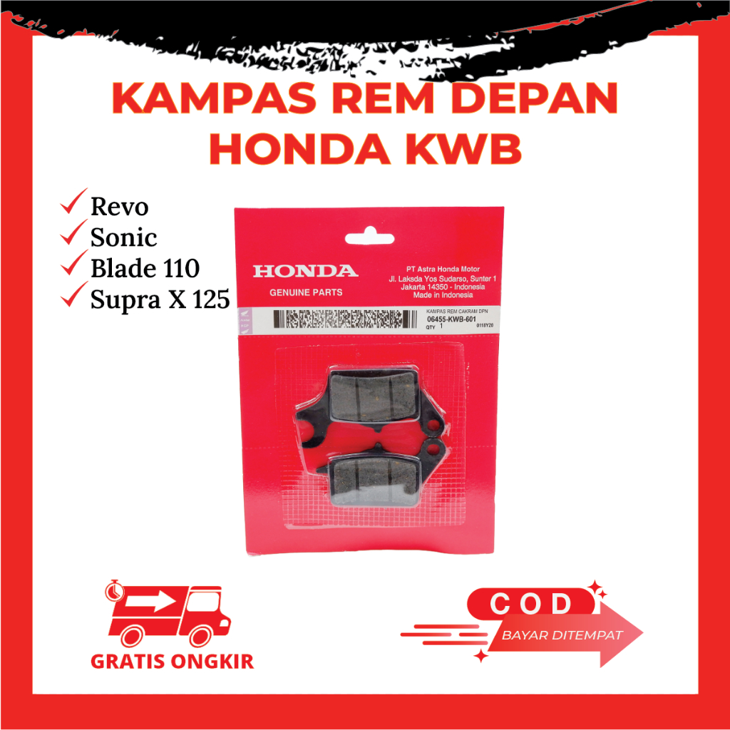 Kampas rem supra - kampas rem depan revo absolute - kampas rem revo Kode KWB