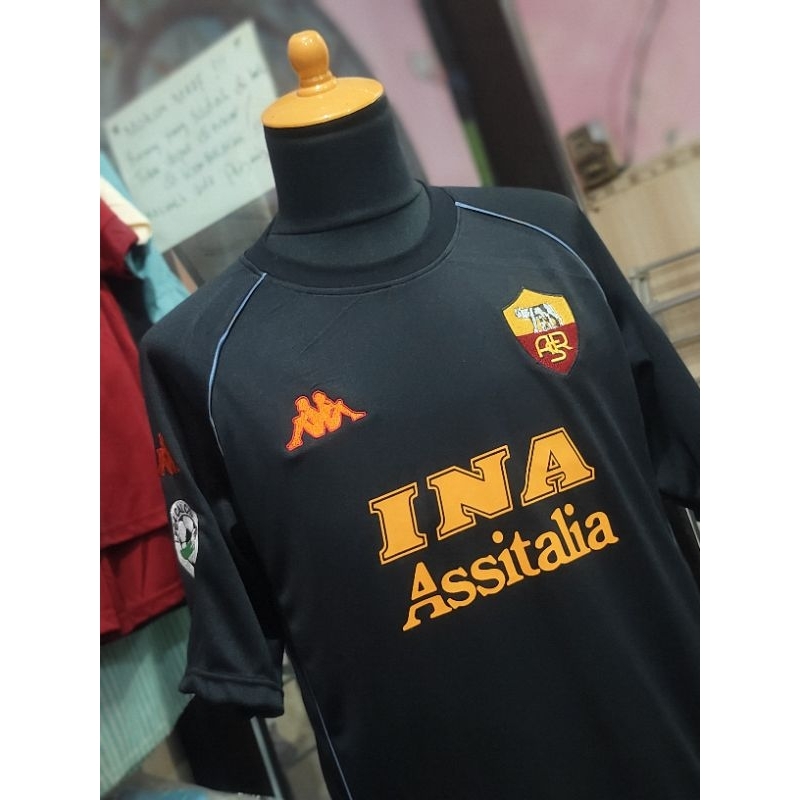 jersey as roma retro hitam 2000