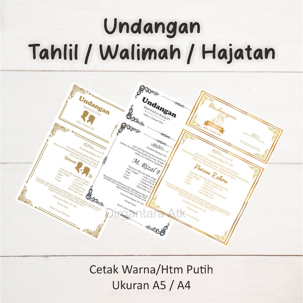 

Cetak Undangan Tahlil / Walimah /Tasyakuran 40 /100/ 1 th / 1000 hari Invitation