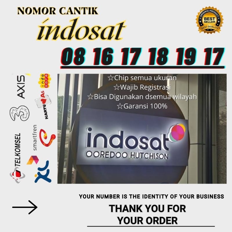 NOMOR CANTIK INDOSAT Seri Urut Naik 16171819