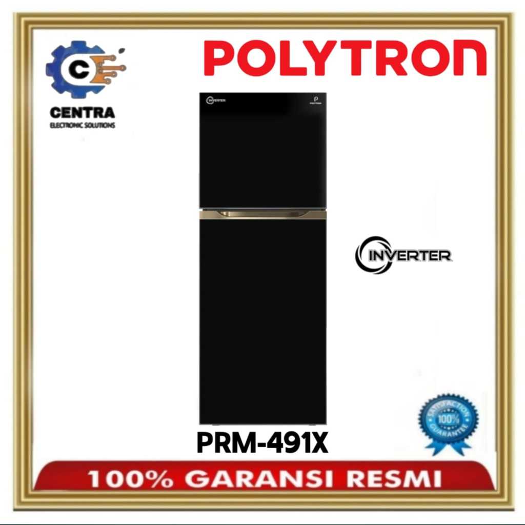 KULKAS POLYTRON PRM491X KULKAS 2 PINTU INVERTER 350L PRM 491X GARANSI RESMI