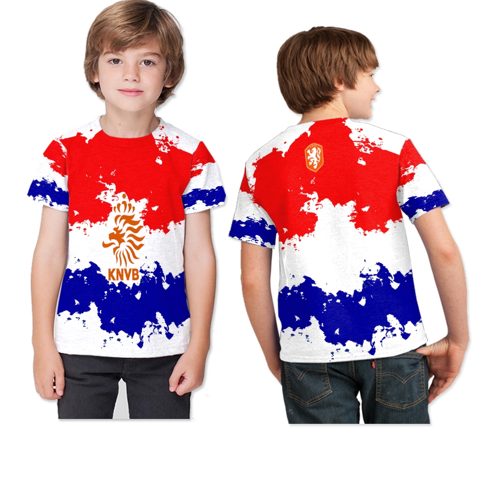 KAOS ANAK TIMNAS BELANDA // BAJU SUBLIME BENDERA NEGARA // T-SHIRT ANAK LENGAN PENDEK TIM BELANDA