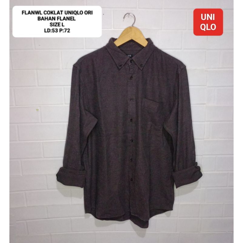 KEMEJA FLANEL COKLAT UNIQLO ORI SIZE L