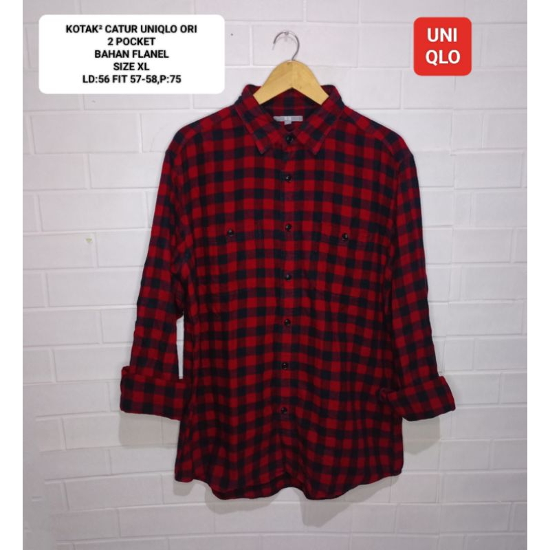 KEMEJA FLANEL UNIQLO KOTAK² CATUR 2 POCKET SIZE XL