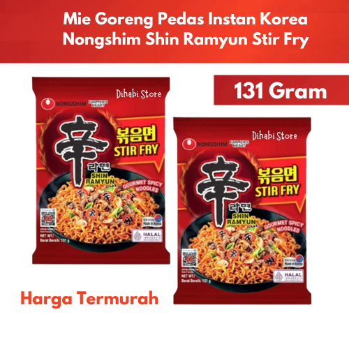 Stir Fry Shin Ramyun Nongshim Gourmet Spicy Noodles 131 Gram Mie Instan Goreng Pedas Korea Halal MUI