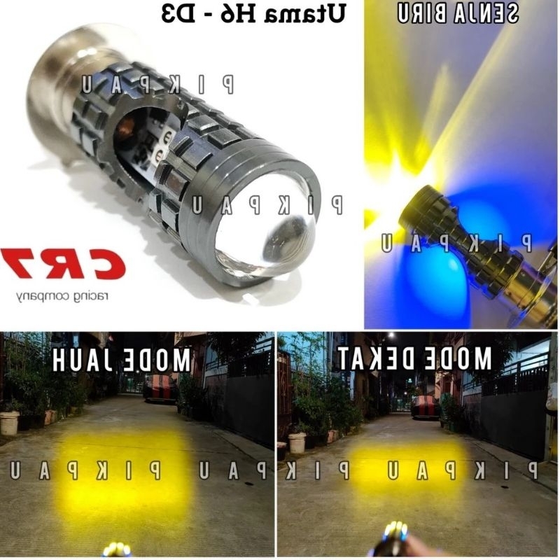 CR7 Lampu Utama LED H6 D3 Tipe Laser Senja Biru High Low