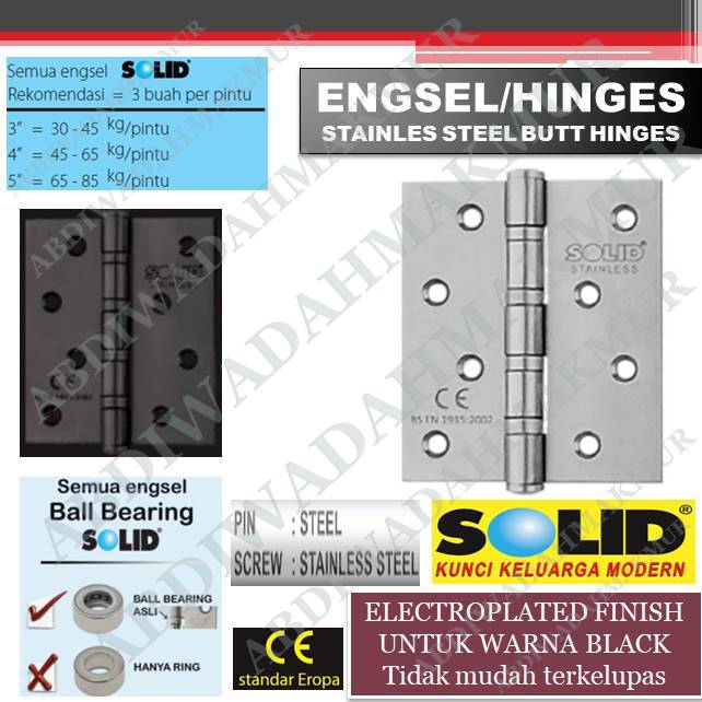 ENGSEL PINTU  4 & 5 inch ( SOLID ) SILVER & BLACK STAINLEES STEEL