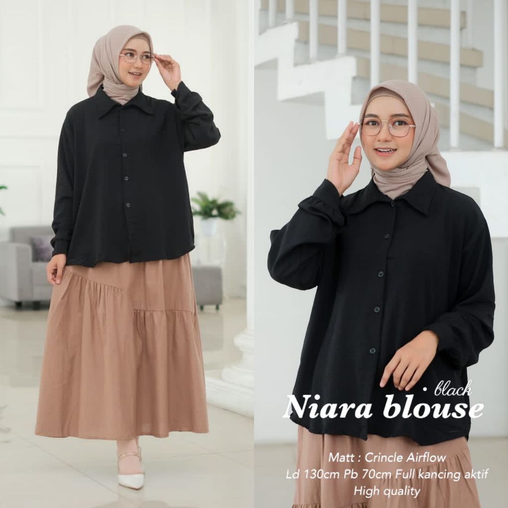 Rayyacloth.id Karin Top Peplum Blouse Kemeja Baju Wanita Blouse Crinkle Airflow - Atasan Wanita/vayy