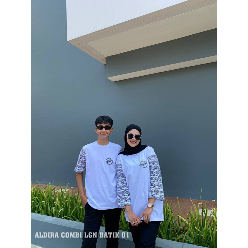kaos couple oversize motif batik lengan panjang atasan pria dan wanita aldira original