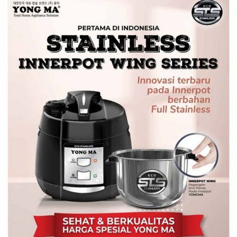 Magic Com Yongma Eco Stainless Inner Pot Wings Rice Cooker 2 Liter