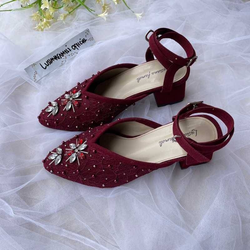 BIT NA | sandal pesta bridesmaid heels wedding sepatu payet  sepatu wedding bride shoes pengantin sa