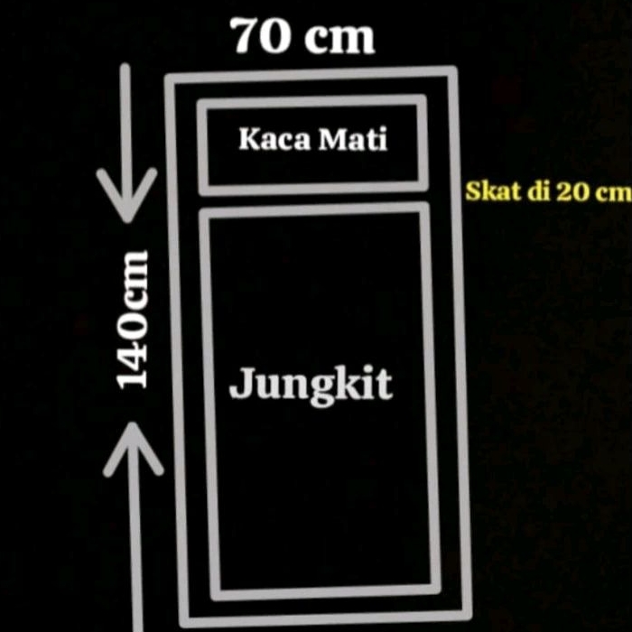 jendela Kusen Alumunium jungkit dan kaca mati