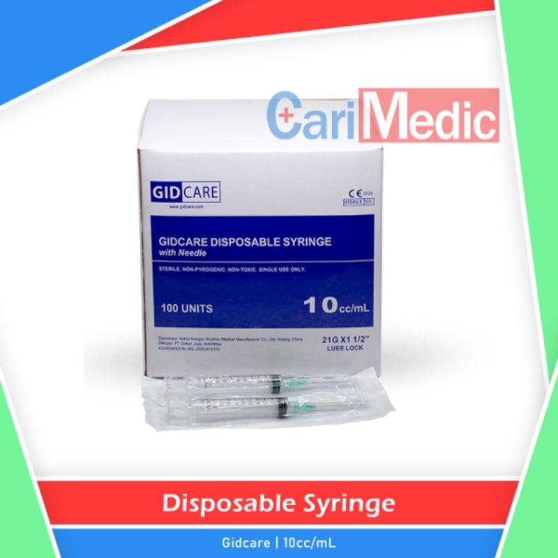 Spuit 10cc Gidcare | Syringe 10ml Disposable | Jarum Suntik Steril