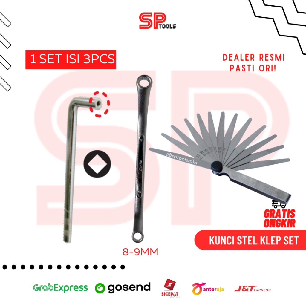 KUNCI STELAN MOTOR STEL KLEP + KUNCI RING 8-9 + FULLER SET