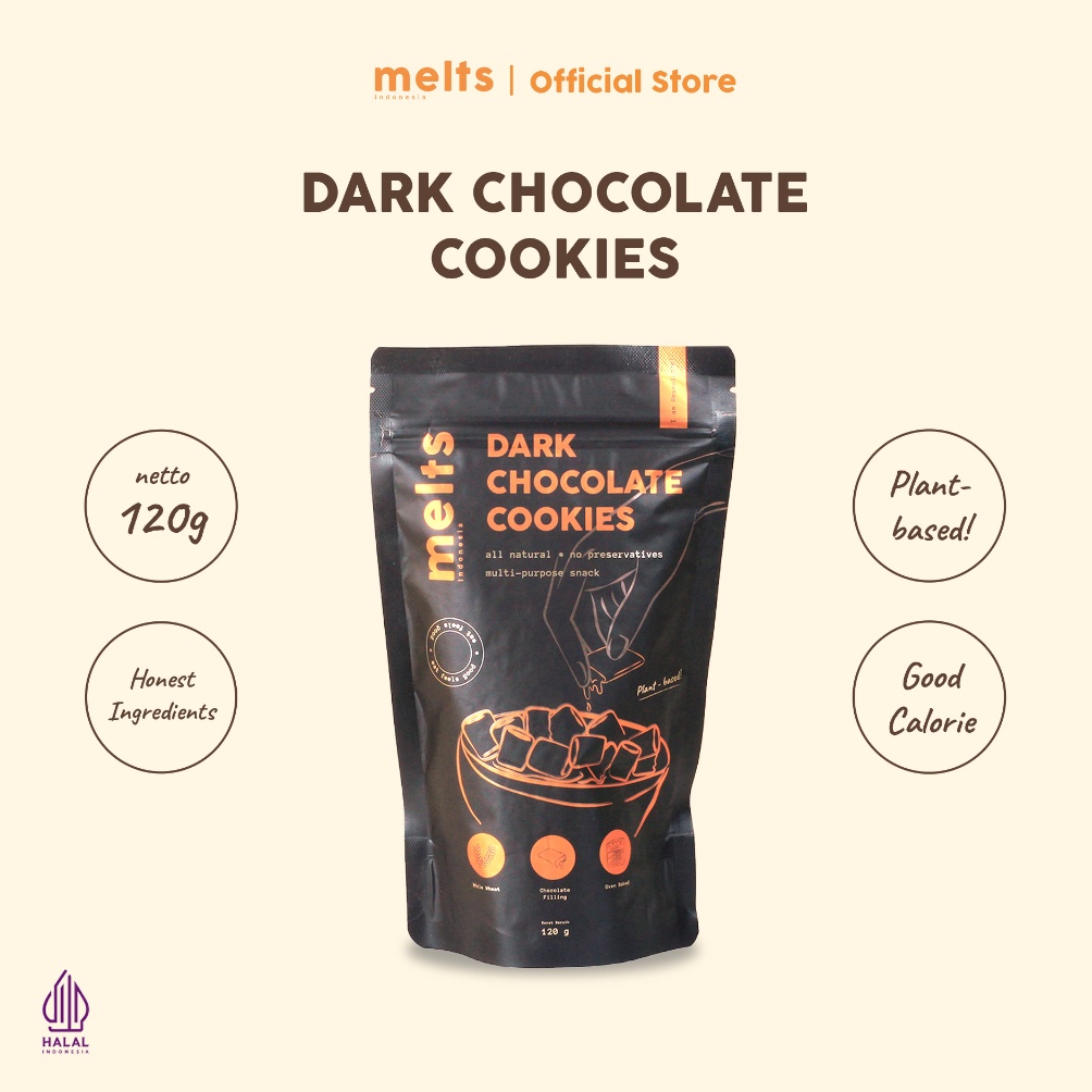 

Kirim langsung Melts Dark Chocolate Cookies Snack Kukis Sereal Cokelat Plant Based Vegan 4Q