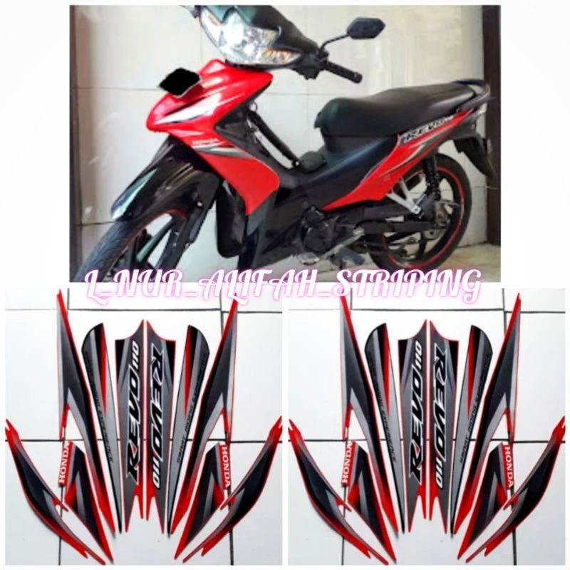 STIKER STRIPING LIS LES POLET BODY MOTOR HONDA REVO ABSOLUTE CW 2010 WARNA MERAH
