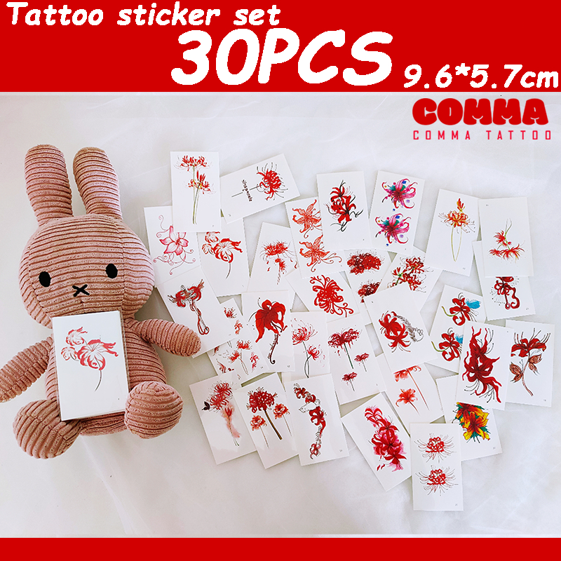 30Pcs/Set Termurah Tato Aesthetic Lucu Tatto Temporer Bunga berwarna Tato temporary Flowers Stiker D