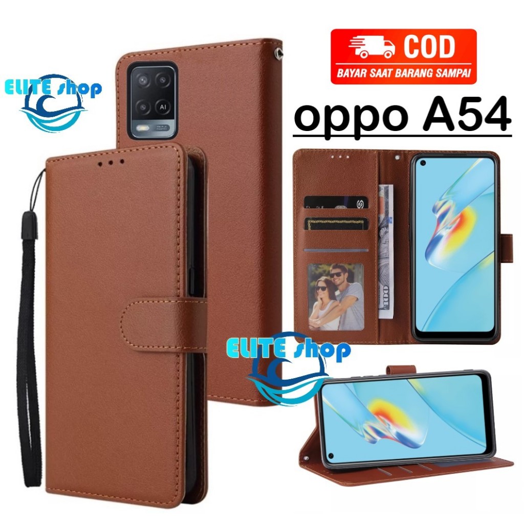 Flip Case OPPO A54 Case Wallet Kulit Casing Dompet Case Wallet Leather Flip Case OPPO A54 Casing hp 